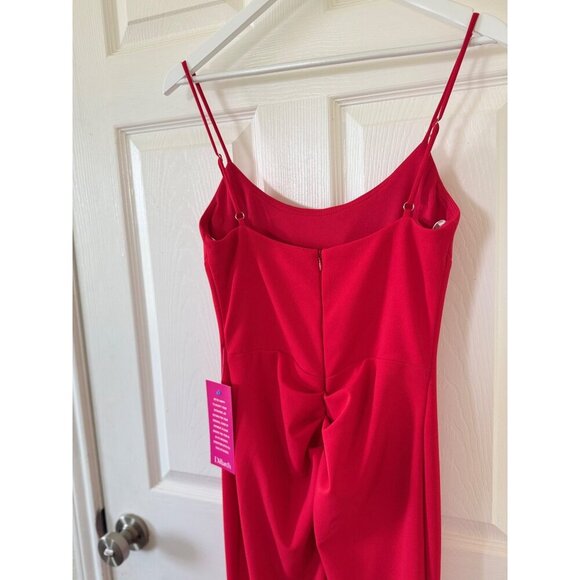 Betsy & Adam Red Spaghetti Strap Christmas Grown Cut-Out Formal Gown Size 6 - Picture 14 of 16